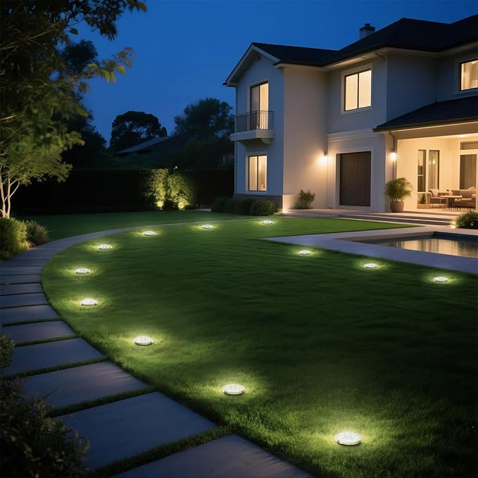 INCX 4.6 inch Solar Lights Outdoor Waterproof,12 Pack Solar Lights for Outside, Solar Garden Lights Landscape Lighting for Patio Pathway Lawn Yard Deck Driveway Walkway, Cold White INCX
