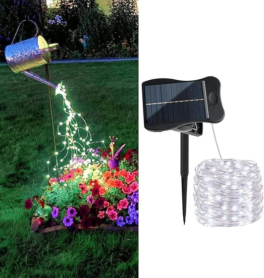 ZNYCYE 1 Pack 8 Modes Solar Waterfall Lights, Solar Fairy Lights Outdoor Waterproof, 10 Strand 200 LED Watering Can Led String Lights(No Watering Can) for Garden Party Outdoor Indoor Decoration ZNYCYE