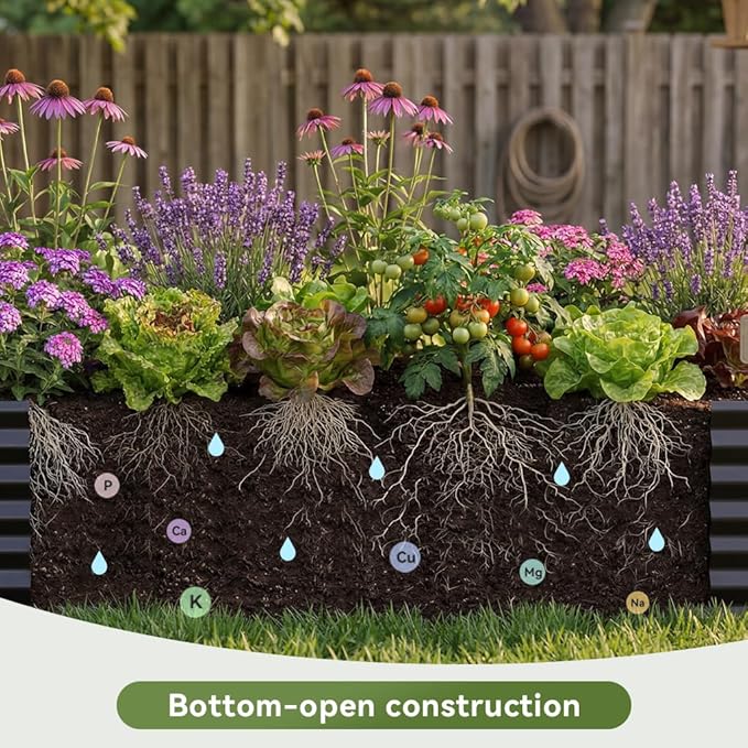 COMHOMA Galvanized Raised Garden Bed,Large Metal Planter Box for Outdoor Vegetables,Corrugated Steel Herbed Plants Container,Extra Deep Gardeners Kits with Open Bottom (2, 8x4x2FT) ComHoma