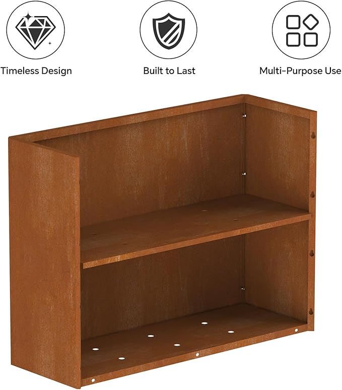 Cor Ten Steel Planters – 32x12x24H Inch Rectangular Planter Box | Weather-Resistant Design for Garden, Patio, or Porch (Rustic) Ganeekiron