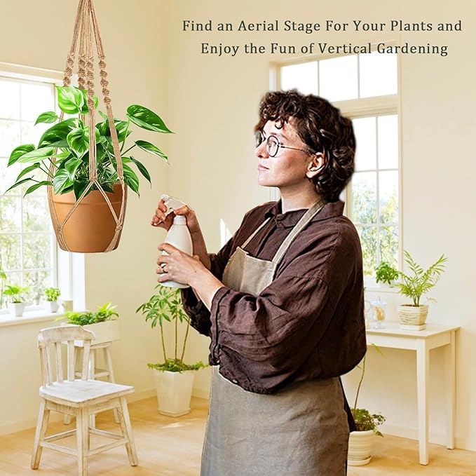 Augshy 27 Inch Macrame Plant Hanger, 2 Packs Plant Hangers with Hooks, Hanging Planter for Indoor Plants Decorative Macrame Pot Hanger for Home Decor Augshy