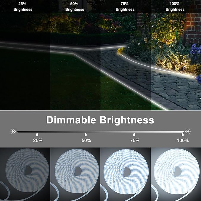 DBFAIRY 50Ft Solar LED Strip Lights Outdoor, Large Capacity Solar Powered Flexible Tape Lights with Remote Dimmable 8 Lighting Modes for Patio Pool Camping Decor, 6000K Cool White DBFAIRY