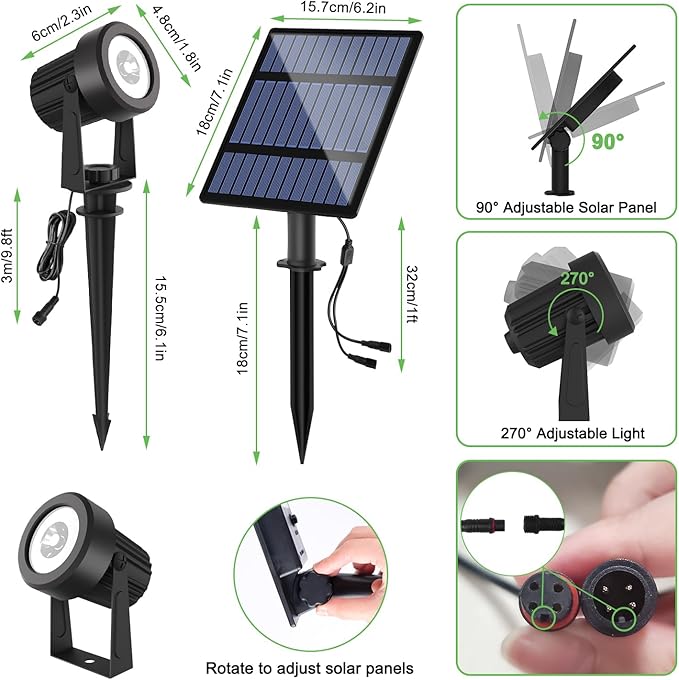 Solar Spotlights Outdoor Waterproof, RGB Landscape Spotlights, Christmas Decorative Solar Spot Lighting for Garden, Yard, Pathway, Lawn, Poolside, Party, 4-in-1 Mounted (RGB, 1 Pack) LINQELLY