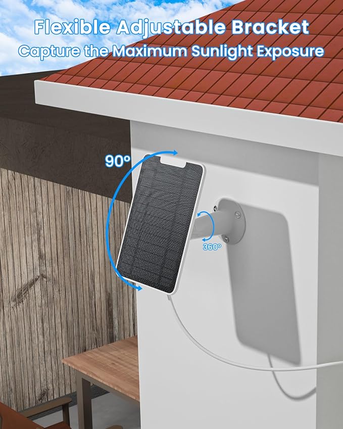 5W Arlo Solar Panel Charger Compatible with Arlo Essential Spotlight/XL Spotlight Camera, Arlo Essential Solar Panel Charger w/ 10ft Waterproof Micro USB Charging Cable, Adjustable Wall Mount, 2 Pack FOHOA