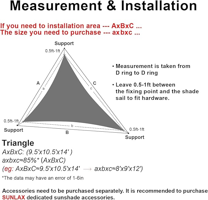 SUNLAX Sun Shade Sail 8' x 8' x 8' Graphite Grey Triangle Canopy Sail Shade Cover UV Block Permeable Sunshade Outdoor for Patio Backyard (We Make Custom Size) SUNLAX