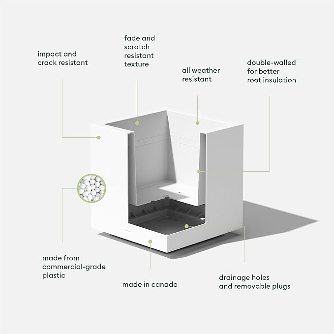Veradek Block Series Cube Plastic Planter - Large Square Planter for Indoor or Outdoor Patio/Garden | Durable All-Weather Use with Drainage Holes | Modern Décor for Tall Plants, Trees, Flowers VeradekOutdoor