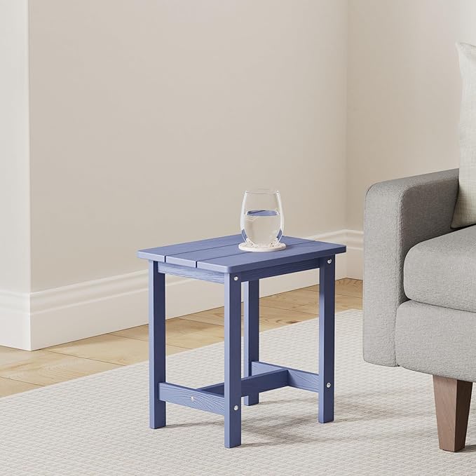 LUE BONA Outdoor Side Table, HDPS Small Outdoor Table, Adirondack Side Table, Outside End Table for Patio, Porch, Deck, Pool, Weather Resistant/Easy Maintenance/Indoor or Outside Use, Navy LUEBONA