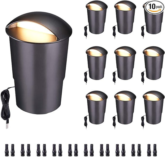Low Voltage Inground Landscape Lights - Outdoor Soft White & Bright White 5 Selectable Colors Turret Top Well Light, LED in-Grade Fixture, ORB Aluminum for Path Yard Floor 3W 170LM 10 Pack Varmtalys