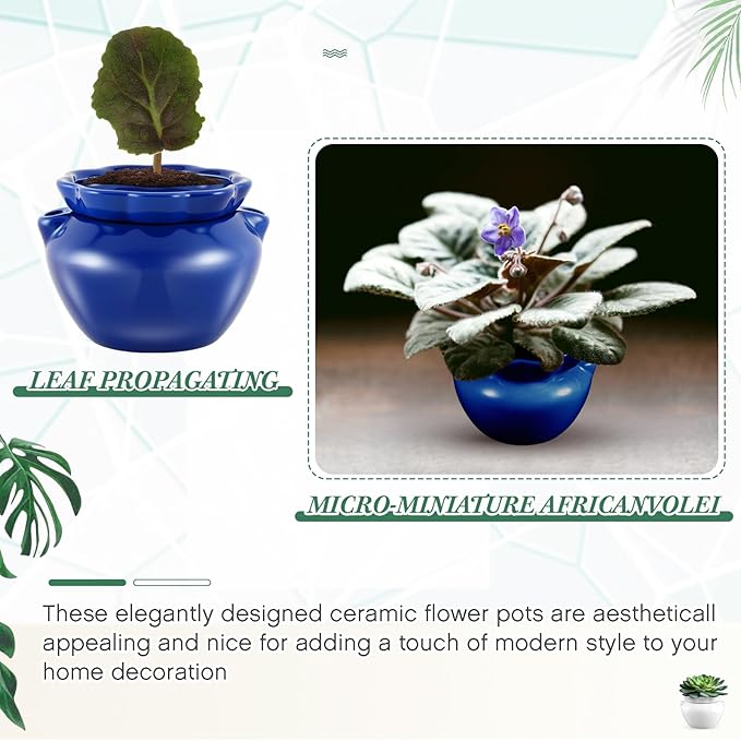 4 Sets African Violet Pots 4 Inch Self Watering Pot for Indoor Ceramic Self Watering Planter for Flower Lovers Ideal Plant Pot Thriving Flower Maintenance Sunnychicc