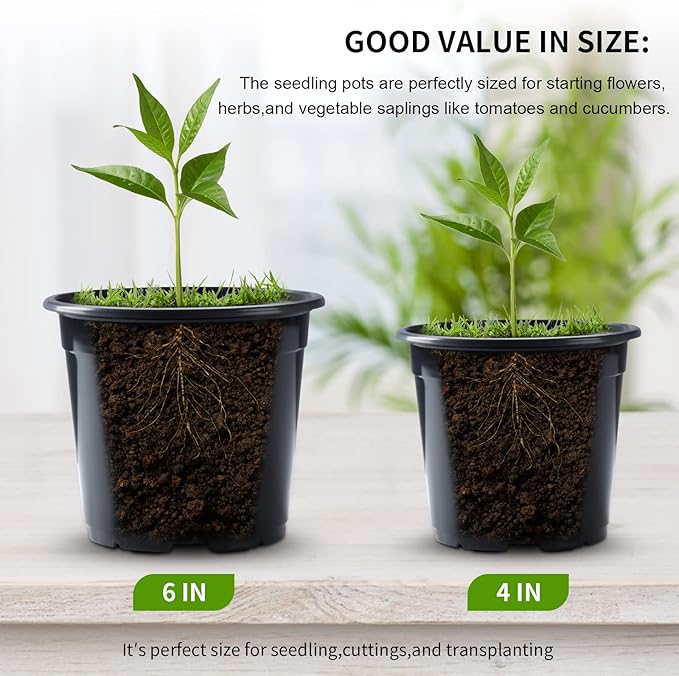 50Pcs Nursery Pots Variety Pack Plastic Pots for Plants,5 inch Seedling Pots with Drainage Holes Indoor Outdoor Flower for Succulent Vegetable Herb Outbest