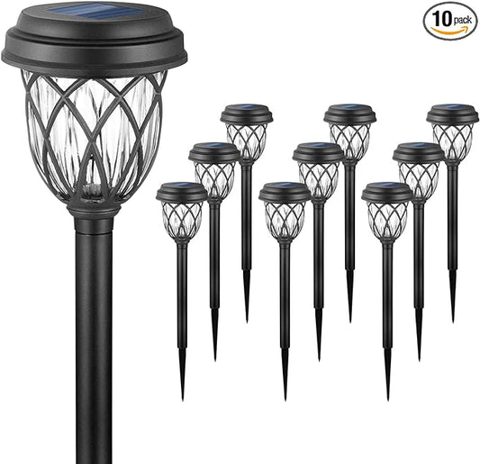EXCMARK 10 Pack Solar Lights Outdoor Garden Pathway Solar Powered Yard Lights for Walkway Sidewalk Driveway. ExcMark