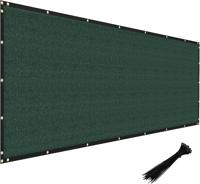 Windscreen4less Privacy Fence Screen Heavy Duty Windscreen Fencing Mesh Fabric Shade Net Cover with Brass Grommtes for Outdoor Wall Garden Yard Pool Deck, 6'x92' Green Windscreen4less