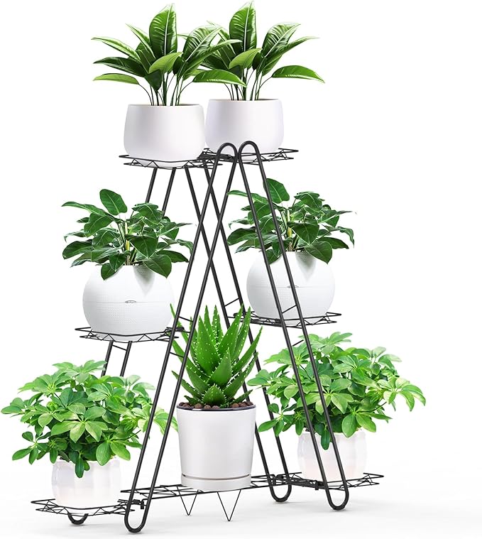 Heavy Duty Metal Plant Stand, Indoor Outdoor Plant Shelf & Rack - 3 Tiers 7 Pots, Plant Holder for Plants/Flowers/Planters, for Living Room Home Corner Patio & Garden DiiKoo