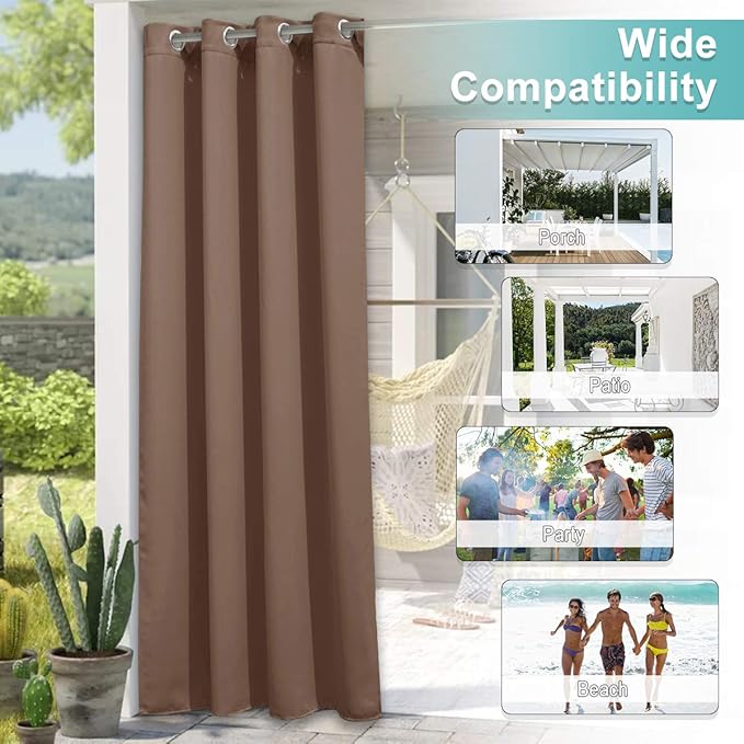 NICETOWN Bedroom Blackout Curtain for Patio Room Darkning, Rustproof Grommet Blackout Vertical Blind, Sunlight Blocking Vertical Drape for Front Patio/Hall, Tan, 1 Piece, 84" Wide, 120" Long NICETOWN
