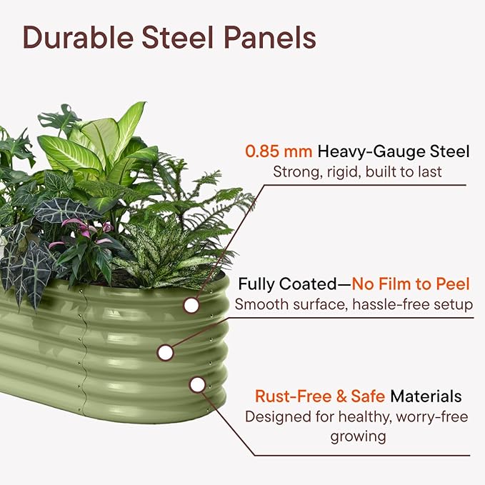 4-Pack Galvanized Raised Garden Bed 8x4x1.5 | 10x2x1.5 ft, 18" Tall Metal Planter Boxes Outdoor for Herb Vegetable, Modular Raised Flower Bed for Gardening with Zn-Al-Mg Coated - Sand Beige Annoell