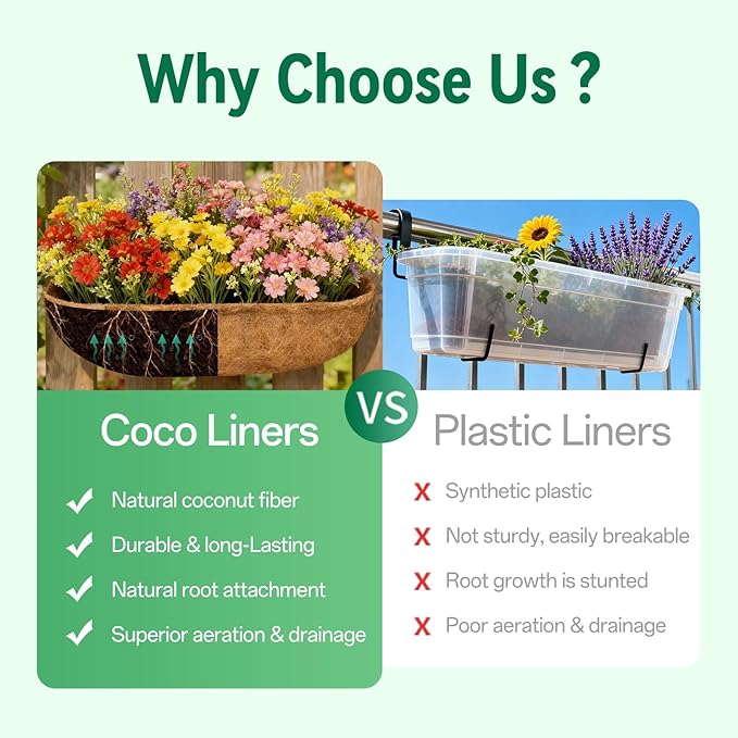 ZeeDix 24 Inch Trough Coconut Liners for Planters (2-Pack) - 100% Natural Coconut Coir Fiber Planter Liners Replacement for Window Boxes, Wall Baskets, Deck Flower Boxes, Garden Railing Fence Troughs ZeeDix