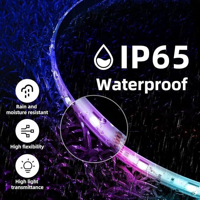 DAYBETTER Waterproof Led Lights for Bedroom, 16.4ft Led Strip Lights, 150 LEDs Color Changing RGB 44 Keys Remote Controller, 12v for Outdoor Room Home Party Christmas Decoration DAYBETTER