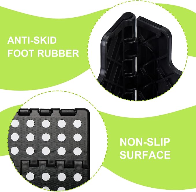 Delxo Folding Step Stool for Kids and Adults,15-Inch Extra Wide 9 Inch Height Heavy Duty Stepping Stool More Safe and Comfortable Non Slip Foldable Step Stool Black Delxo