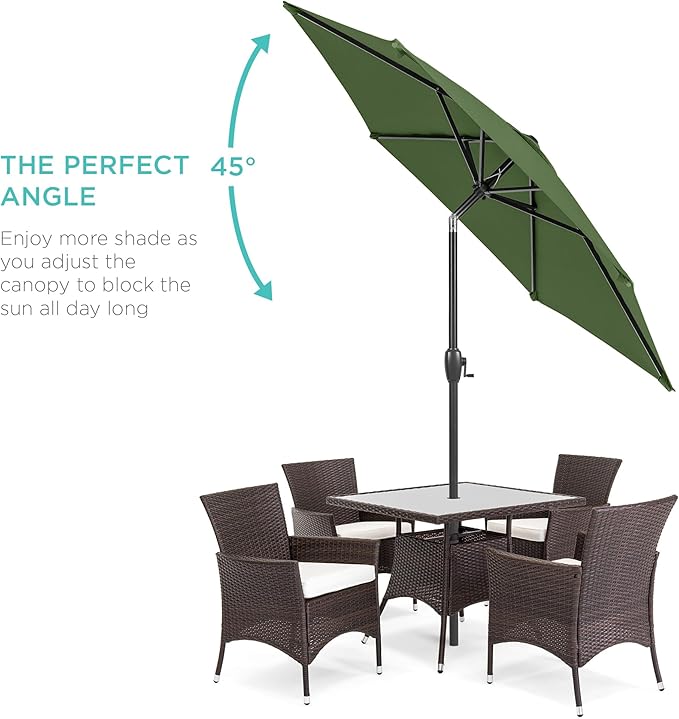 Best Choice Products 7.5ft Heavy-Duty Round Outdoor Market Table Patio Umbrella w/Steel Pole, Push Button Tilt, Easy Crank Lift - Fern BestChoiceProducts