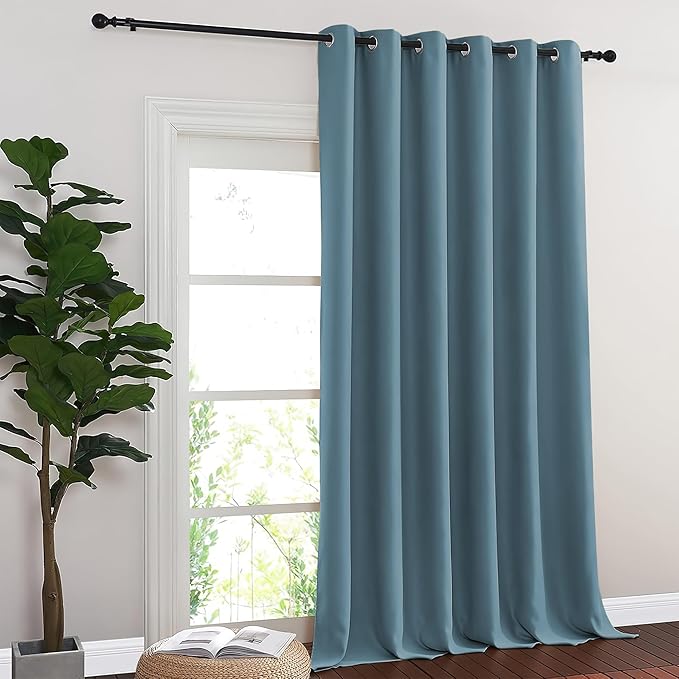 NICETOWN Smoky Blue Blackout Curtains for Bedroom 95 Inch Length - Thermal Insulated Room Darkening Privacy Grommet Window Drapes for Boys Room, Set of 1 Panel, 80 x 95 Inch NICETOWN