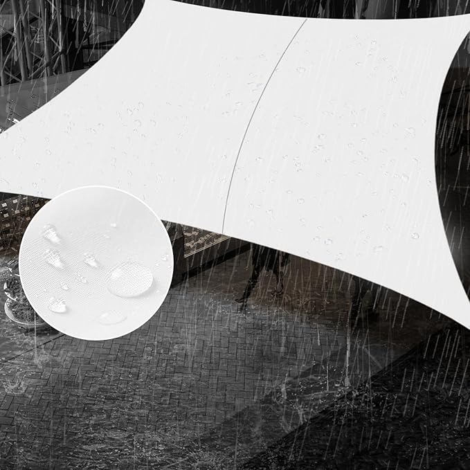 SUNNY GUARD Waterproof Sun Shade Sail 10' x 14' White Rectangle UV Block Sunshade for Backyard Yard Deck Patio Garden Outdoor Activities and Facility(Customized) SUNNYGUARD
