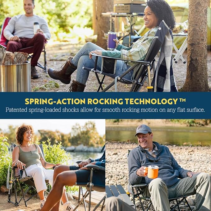 GCI Outdoor Kickback Rocker Outdoor Rocking Chair with Beverage Holder GCIOUTDOOR
