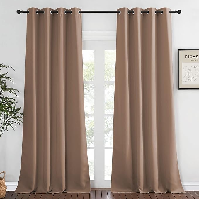 NICETOWN Bedroom Curtain Room Darkening Drapery 102 inches Length - Home Fashion Thermal Insulated Grommet Room Darkening Curtain for Living Room (Cappuccino, 1 Panel, 52 x 102 inches) NICETOWN