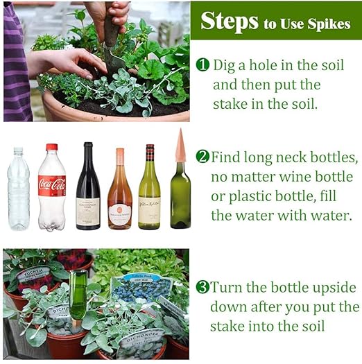 Plant Watering Devices 6 Pack Terracotta Vacation Plant Waterer Wine Bottle Watering Stakes Slow Release Plant Watering Spikes Self Watering Devices for Indoor Outdoor Plants GARDENANDTOOL