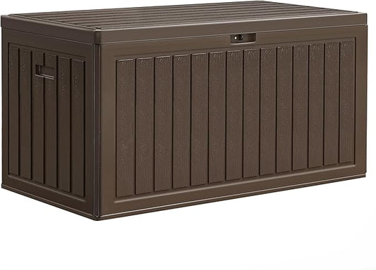 YITAHOME 90 Gallon Large Deck Box with Side Handles, Outdoor Double-Wall Storage for Patio Furniture Cushions, Garden Pool Accessories, Waterproof & Lockable YITAHOME