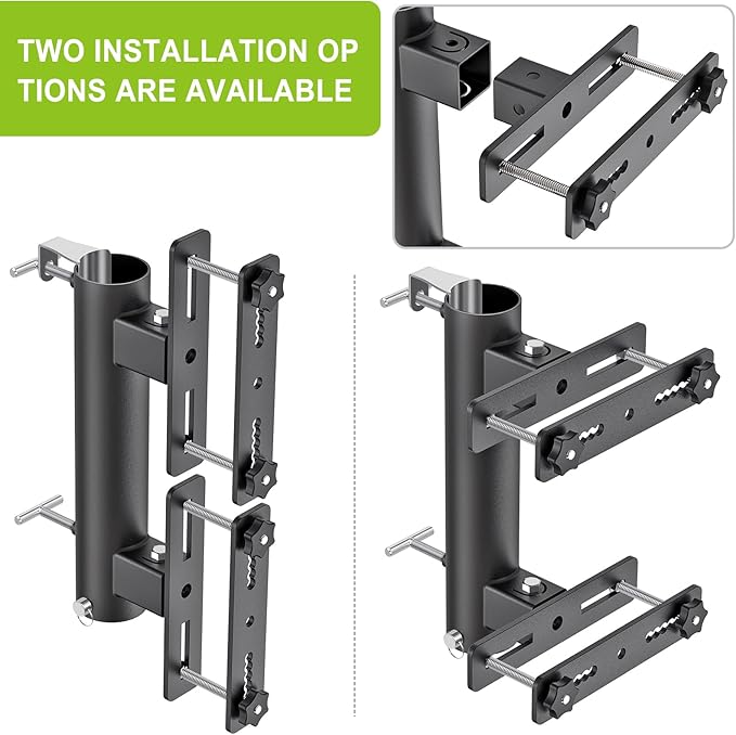 Heavy Duty Deck Railing Umbrella Holder, Adjustable Patio Umbrella Stand for 1-2 Inch Poles, Secure & Sturdy Railing Grille Mount, Maximizes Outdoor Space Lifeswell