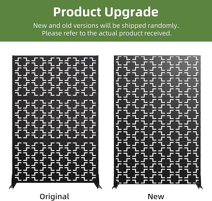 Casaphoria Metal Privacy Screen Outdoor, 72" H x 47" W Freestanding Decorative Privacy Screen for Patio Deck Balcony Garden with Stable Base, Black-Square Casaphoria