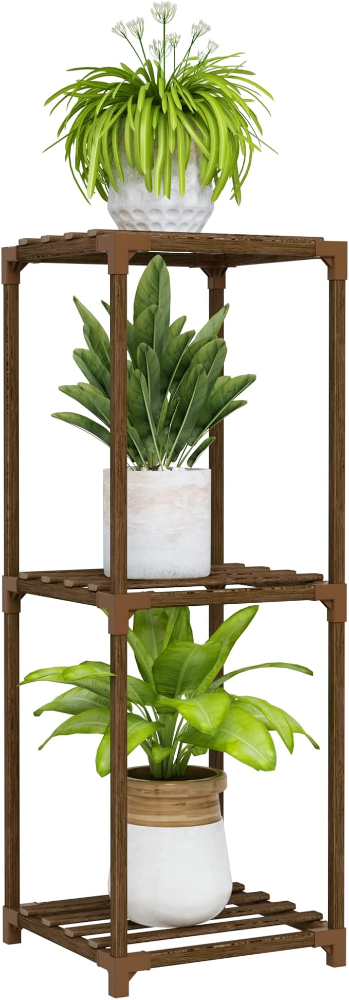 Bamworld Small Plant Stand Indoor 3 Tier Plant Shelf Outdoor Corner Plant Holder for Multiple Pots Single Plant Stand for Patio Balcony Garden Bamworld
