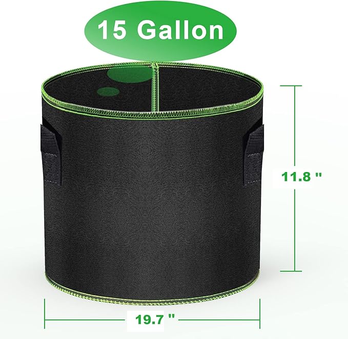 Grow Bags-15 Gallon, Garden Plant Bags with Handles, Thickened Nonwoven Fabric Aeration Planting Pots, Vegetable Gardening Fabric pots with Plant Tags & Seedling Bags(6Pack Potato Grow Bags) Createagardenyoulove