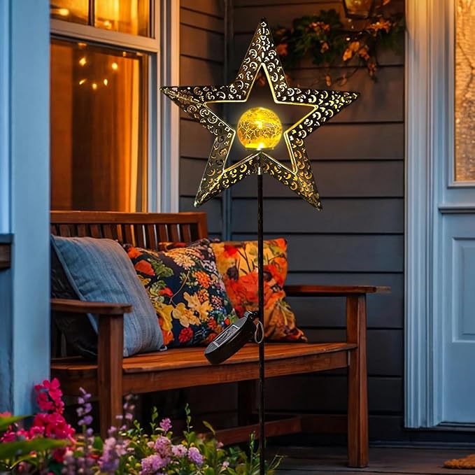 TAKE ME Star Solar Lights Garden Outdoor Decor Waterproof Metal Solar Stakes Lights for Patio Yard Walkway Lawn Patio Mothers Day Garden Gifts Mom Wife Grandma TAKEME