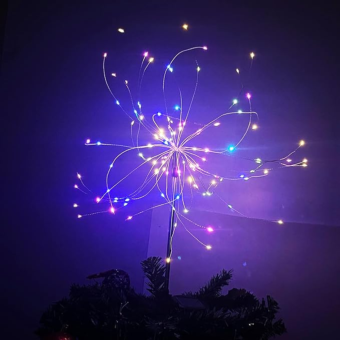 JJGoo Solar Firework Lights, 2 Pack 180 LEDs 2 Lighting Modes Solar Lights Outdoor Waterproof for Garden Patio Walkway Pathway Party Wedding Christmas Decorative - Colorful JJGoo