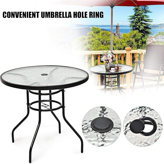 Patio Table Umbrella Hole Ring Plug Cap Set, Yard Parasol Table Hole Cover Insert Black Thicker Patio Table Hole Plug Ring for Cafes, Outdoor, Milk Tea Shops, Camping Rootora