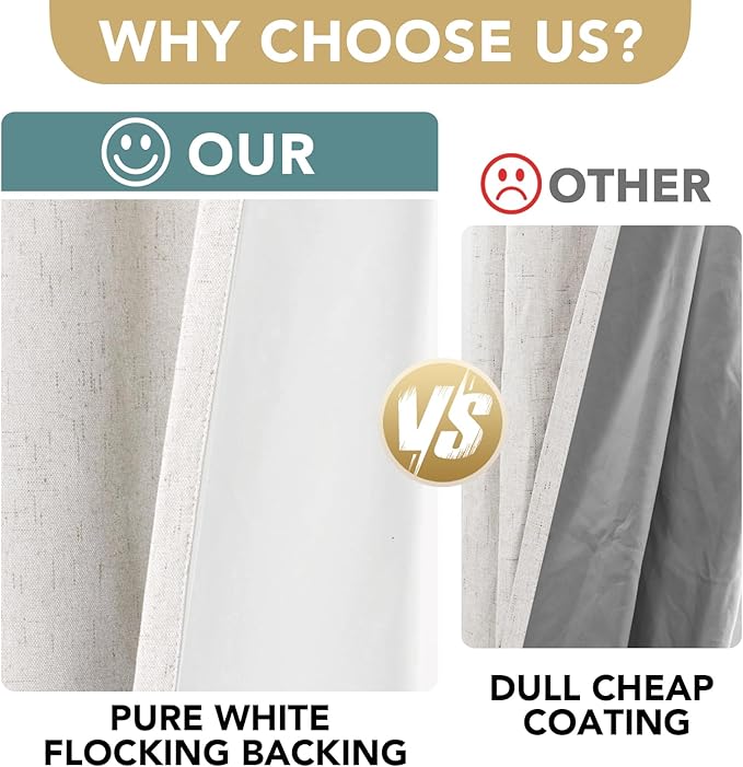 H.VERSAILTEX Linen Blackout Curtains Durable Thick Textured Linen Look 100% Blackout Patio Door Curtain, Anti Rust Grommet Extra Wide Sliding Glass Door Curtains, W100 x L84 inch- Ivory HVERSAILTEX