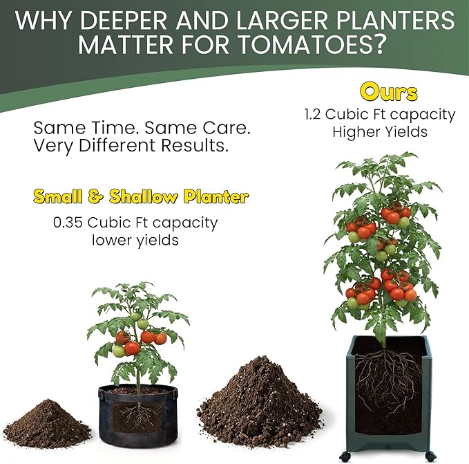 Tomato Planter Pot Tomato Box Raised Garden Bed 56.5" Tall Self-Watering and Water Indicator Planter for Tomato Outdoor Indoor Metal Trellis for Climbing Plants Large Reservoir-1 planter-not 2 TeCreatio