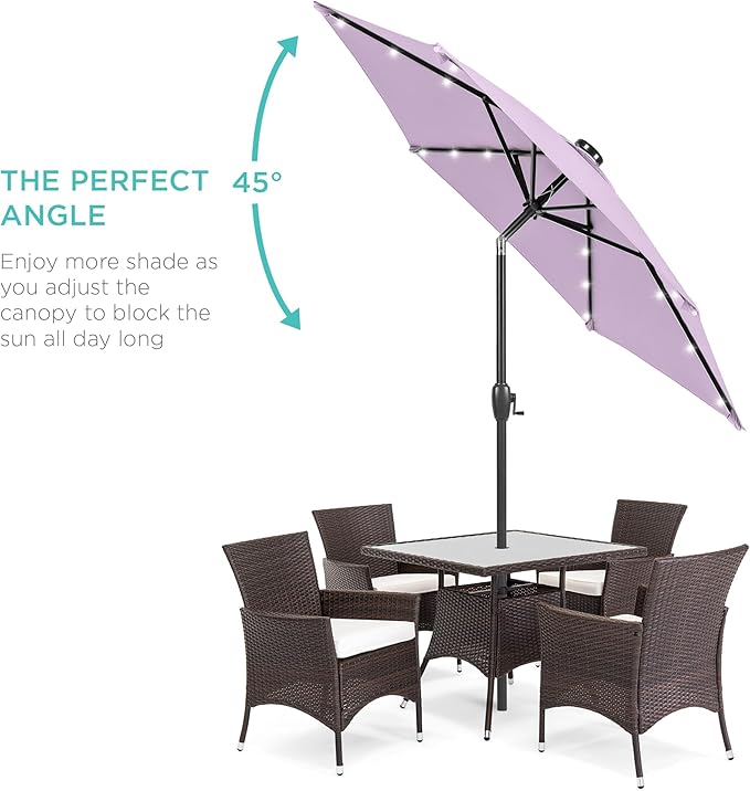 Best Choice Products 7.5ft Outdoor Solar Market Table Patio Umbrella for Deck, Pool w/Tilt, Crank, LED Lights - Lavender BestChoiceProducts