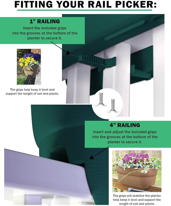 EMSCO Group Bloomers Railing Planter with Drainage Holes – 24" Weatherproof Resin Planter – Sand Emsco+Group