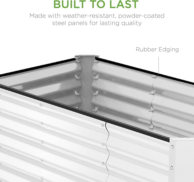 Best Choice Products 4x2x2ft Outdoor Metal Raised Garden Bed, Deep Root Box Planter for Vegetables, Flowers, Herbs, 119 Gallon Capacity, 100% Non Toxic Materials - White BestChoiceProducts