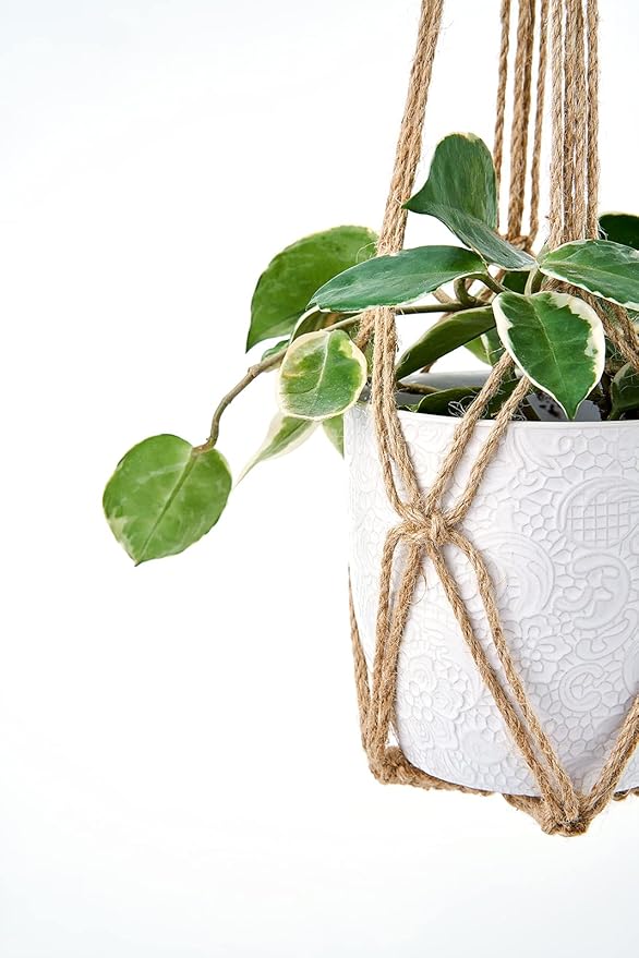 Dahey Macrame Plant Hanger Set of 3 with Hooks Indoor Hanging Planter Basket 35"/29"/23" Handmade Woven Cotton Rope Flower Pot Crochet Plant Holder Stand for Boho Home Decor No Tassels,Brown Dahey