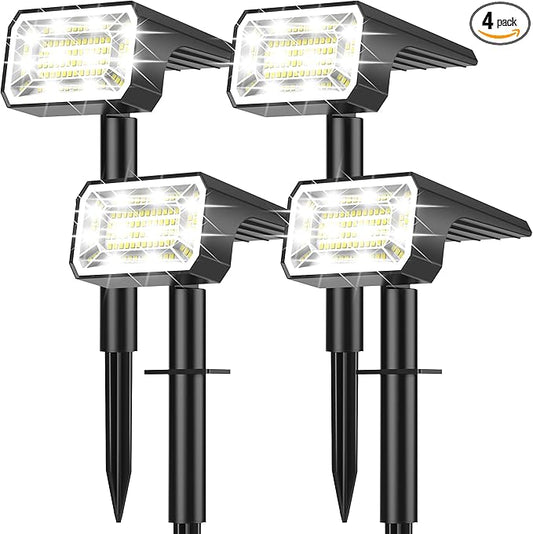 Solar Spot Lights Outdoor Waterproof IP65, [4 Pack/100 LED/4 Modes] 2-in-1 Solar Landscape Spotlights, Auto On/Off High Lumens Spot Lights for Outside Yard Garden Pathway(Cool White) NACINIC