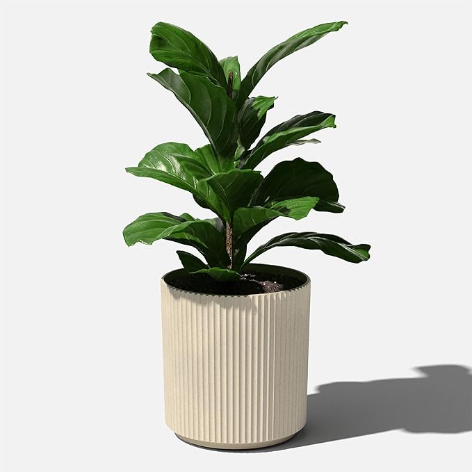 Veradek Round Demi Planter Pots for Indoor/Outdoor Garden Use, Made from Plastic-Concrete Mix with Drainage Holes, Perfect for Small to Large Succulent Plants, Flowers, Modern Interior Plants VeradekOutdoor