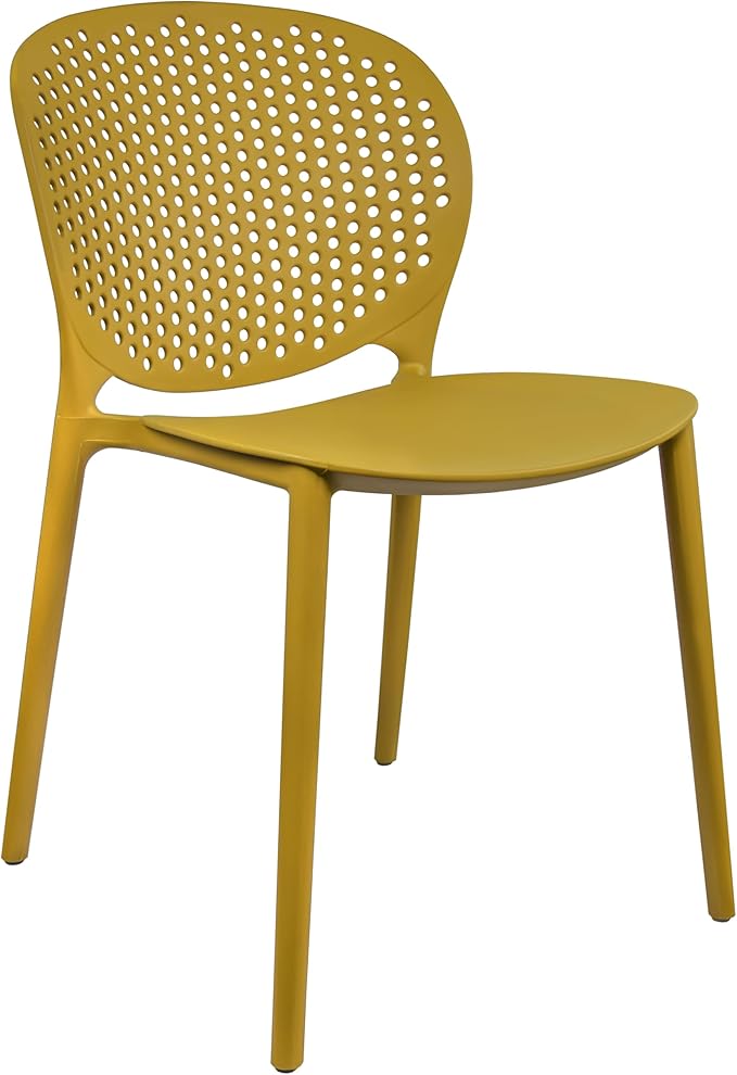 2xhome Patio Dining Chair | Modern Stackable Outdoor Pool Side Chair | Weather Resistant Plastic for Yard, Porch, Balcony, Kitchen, Yellow, Single, Set of 1 2xhome