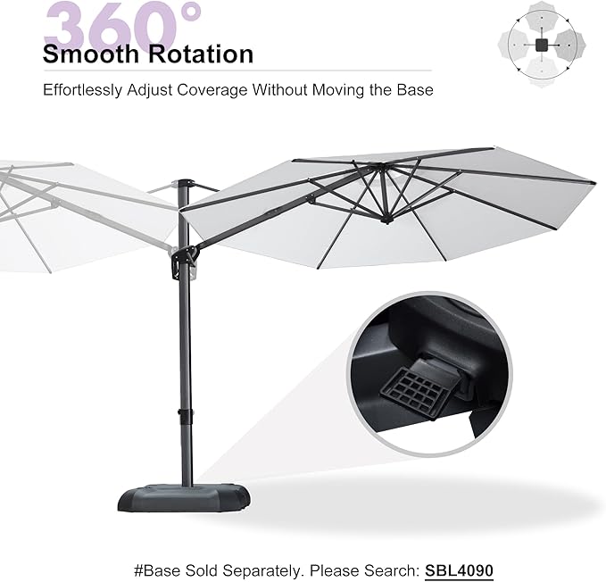 PURPLE LEAF 10 Feet Patio Umbrella Outdoor Cantilever Round Umbrella Aluminum Offset Umbrella with 360-degree Rotation for Garden Deck Pool Patio White PURPLELEAF