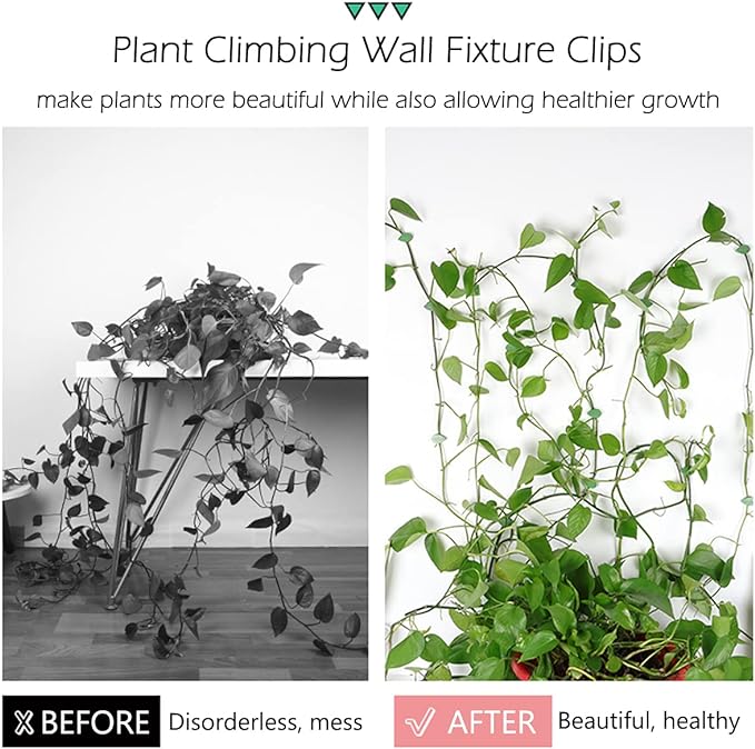 100 Pcs Plant Climbing Wall Fixture Clips Self-Adhesive Hook Vines Traction Clips Invisible Holder Garden Green Leaf Simulation Self-Adhesive Hook Wire Fixing Supporting LUCKJUJU