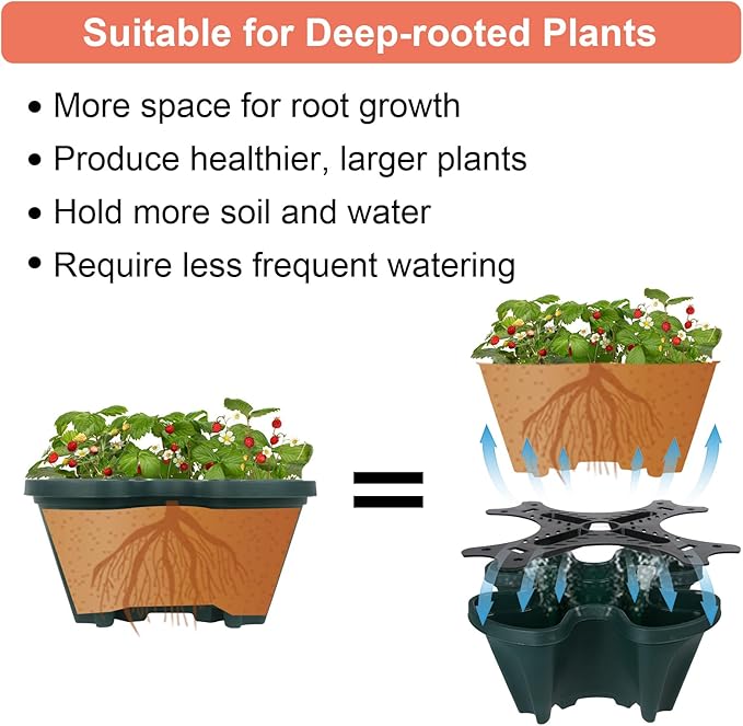 DUNCHATY Stackable Vertical Garden Planter with Wheels, 5 Tier Herb Planter Pots for Growing Vegetables and Succulents, Pine Green DUNCHATY
