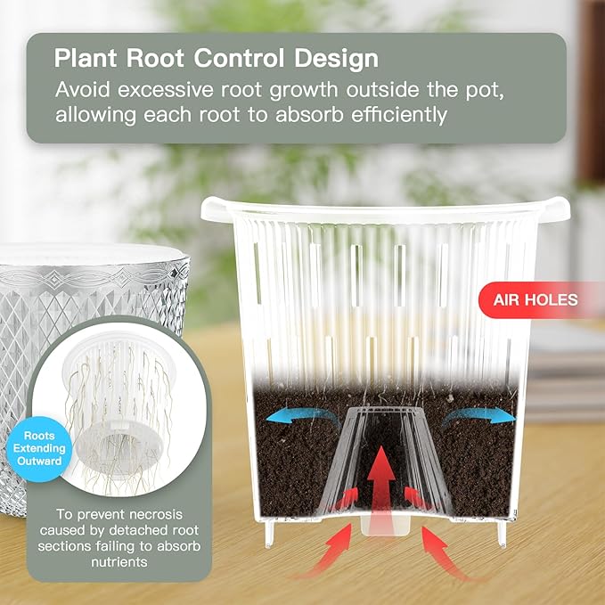 QCQHDU 2 Pack Self Watering Pots, 7.2 Inch Flower Pots with Drainage Holes and Water Filling Port, Garden Planter for Indoor Outdoor Plants (Clear) QCQHDU