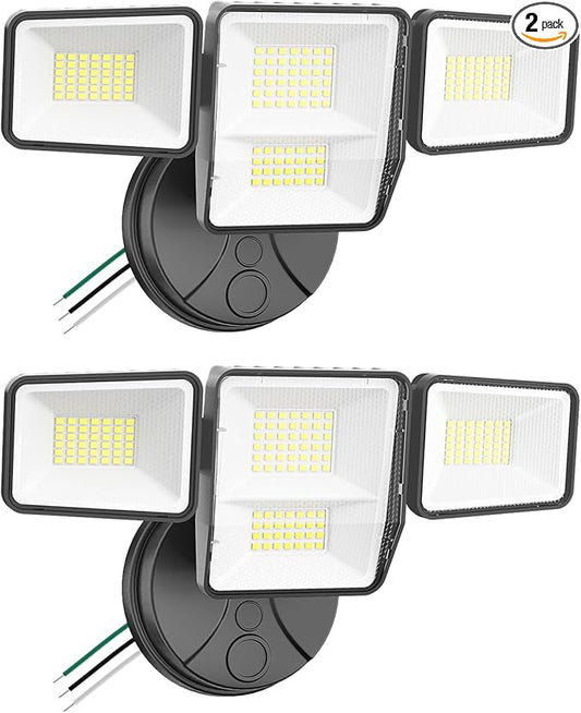 70W 7000LM LED Flood Lights Outdoor 2 Packs, Switch Controlled Security Lights with 4 Heads, Adjustable Heads, 6500K Daylight IP65 Waterproof Outside Wall Light for Backyard, Yard, Garage, Patio omibeeSolarlightsoutdoor